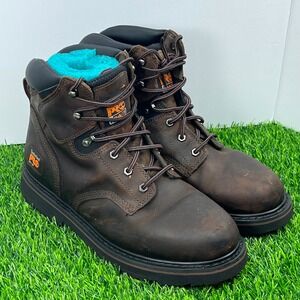 Timberland PRO Mens Brown Leather Steel Toe Work Boots Size 12